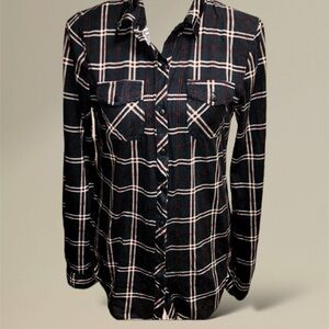 Passport by Buckle Blue Red & White Plaid Long Sleeve Button Up Shirt Sz Medium